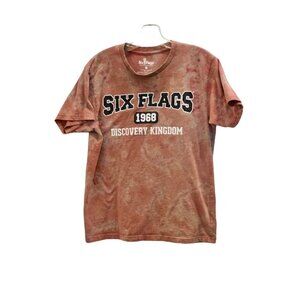 Unisex Six Flags Retro Custom Bleach Dye T-shirt Size M